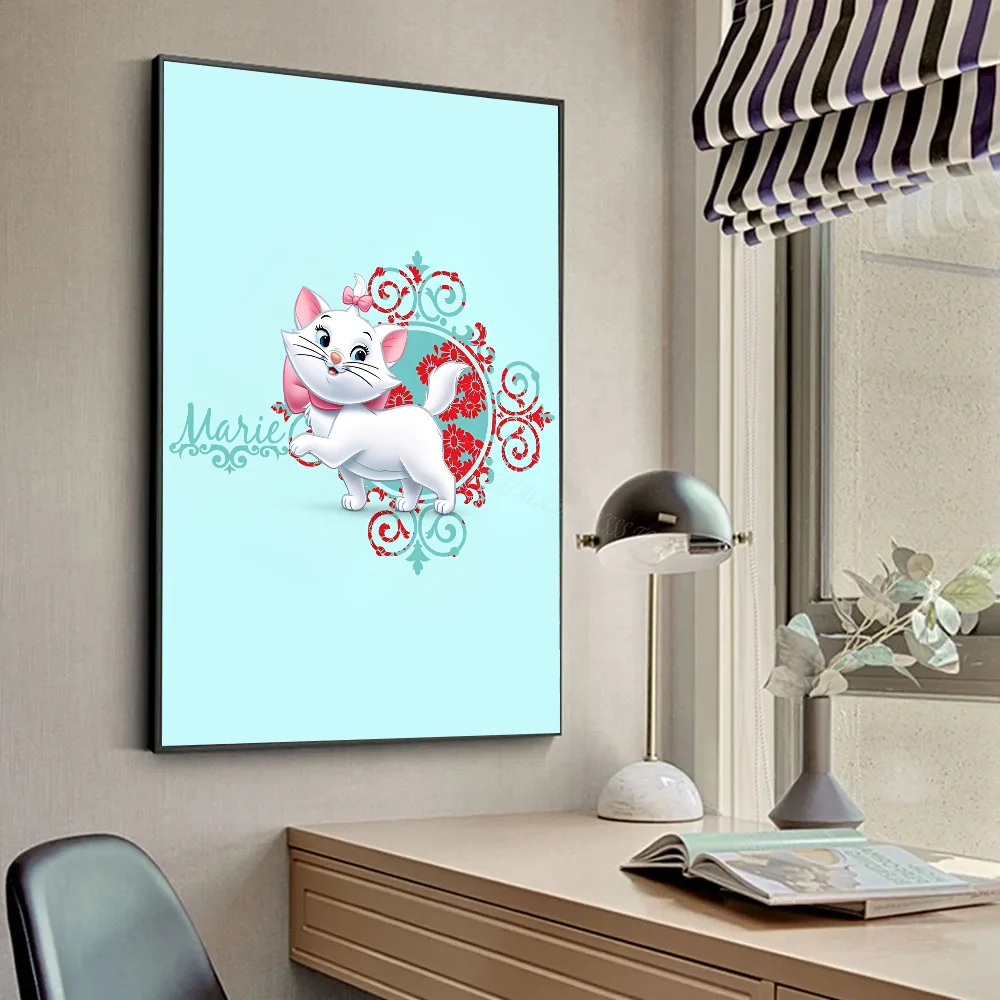 1PC Disney Marie Cat Poster Stickers Art Wall Murals Decor Game Room Decor Gifts Kawaii HD Painting Cat Cars