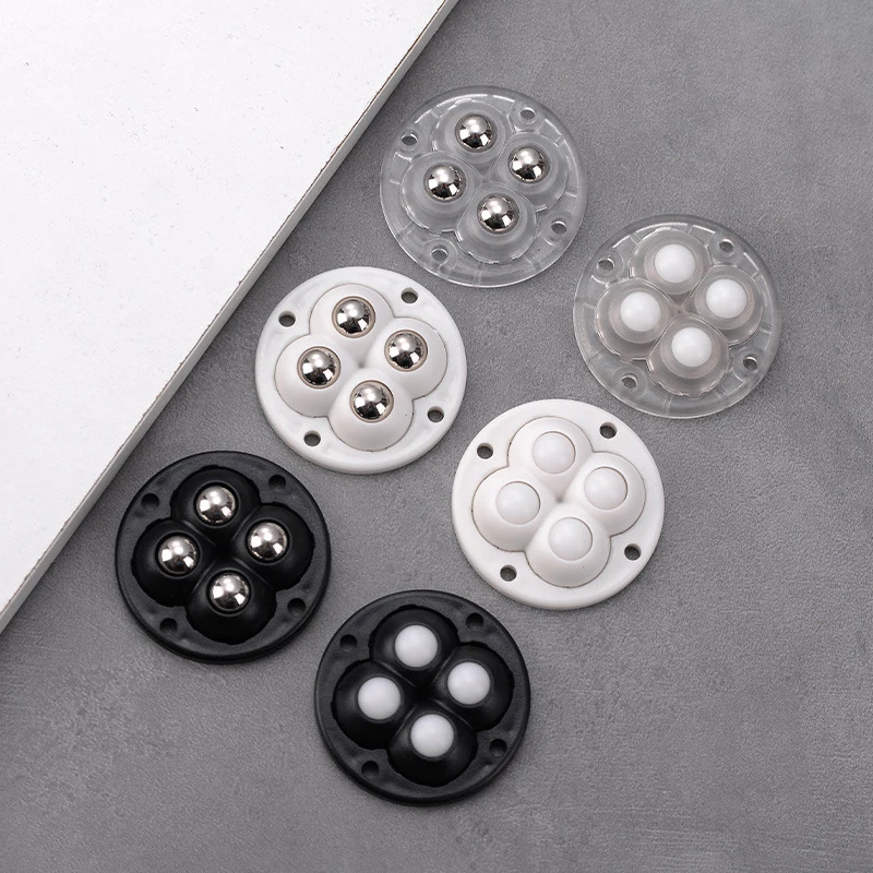 Durable Self-Adhesive Universal Pulley Rotating Wheels Mute 4 Beads Ball Furniture Storage Box Bedside Table Move Accessories-B2