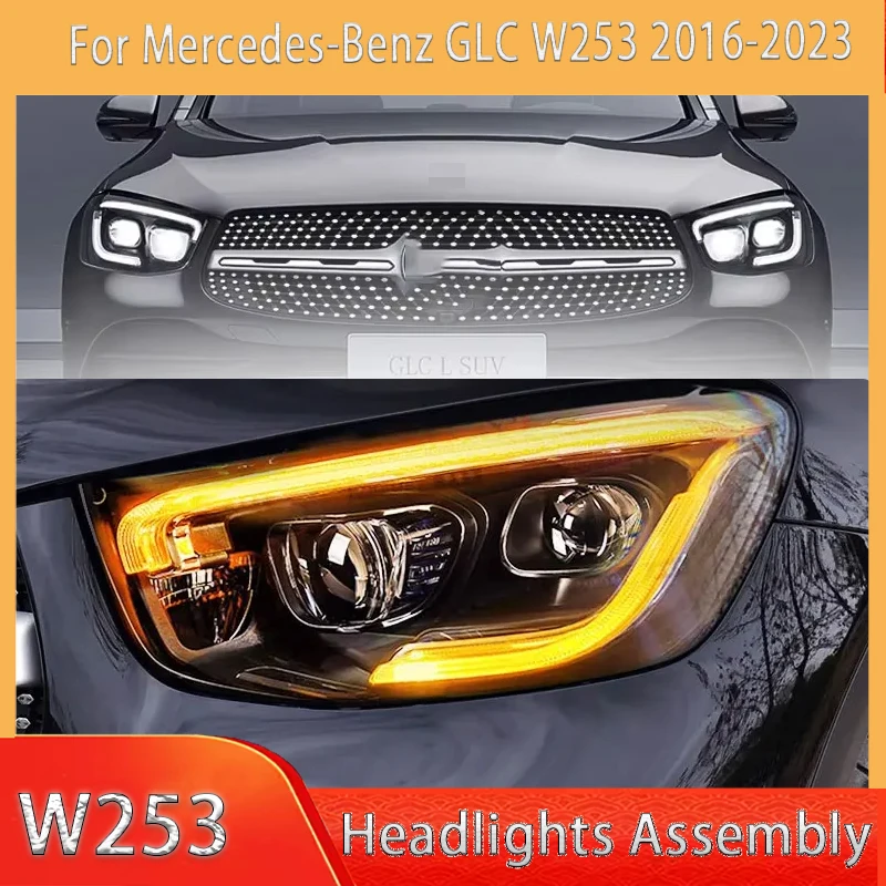 

Автомобильные фары для Mercedes-Benz GLC W253 2016-2023 для высокого стиля, светодиодные автомобильные фары в сборе, аксессуары для линз проектора