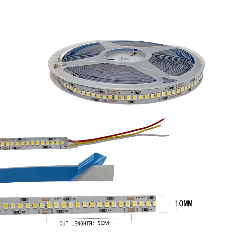 5M DC12V 24V 2835 SMD CCT Dual Color (warm white + cool white) LED flexible strip 240 LEDs/m 10mm PCB  3000K 6000K  Super Bright