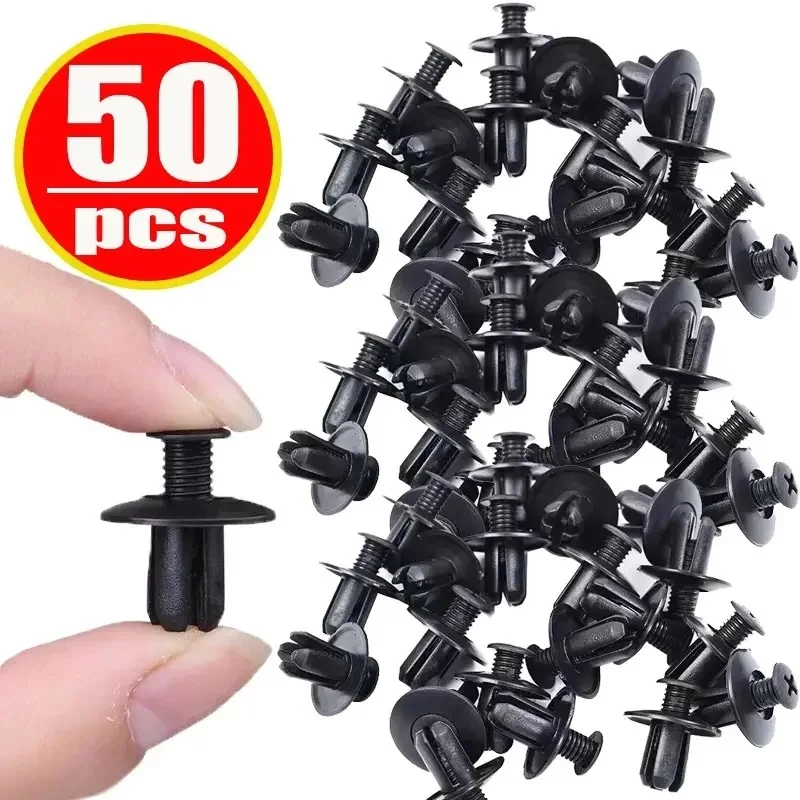 50/100pcs 8mm Plastic Rivets Fasteners Screw Car Bumper Fender Black Rivet Car Fastener Clips