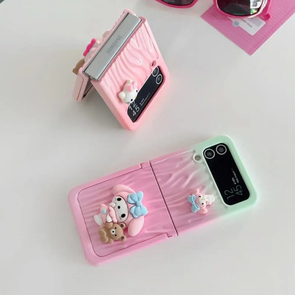 Sanrio Kuromi Hello Kitty Bracelet Case for Samsung Galaxy ZFlip5 ZFlip4 ZFlip3 Cartoon Cute Anti Drop Folding Screen Cover