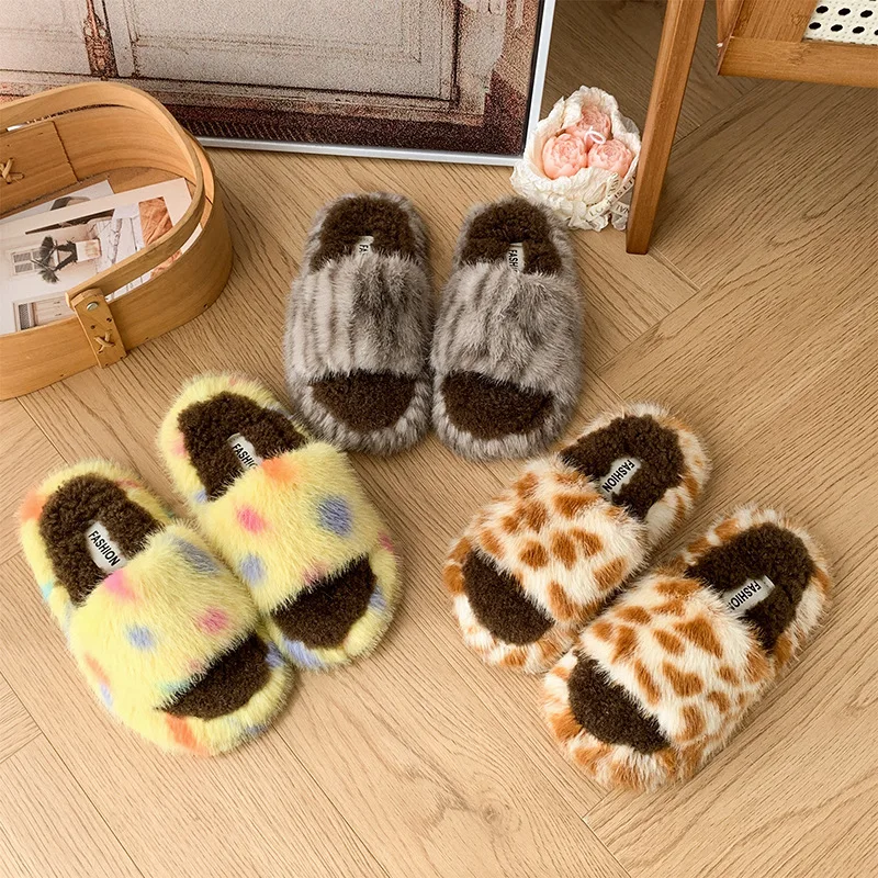 

Kids' Slippers House Slipper Cotton Winter Shoes For Children Warm Leopard print Anti-slip Brown Yellow Shoes Size 26-35