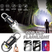 1/2/4/6PCS Portable COB LED Camping Lantern Keychain USB Rechargeable Powerful Waterproof Hanging Keyring Flashlight for Camping
