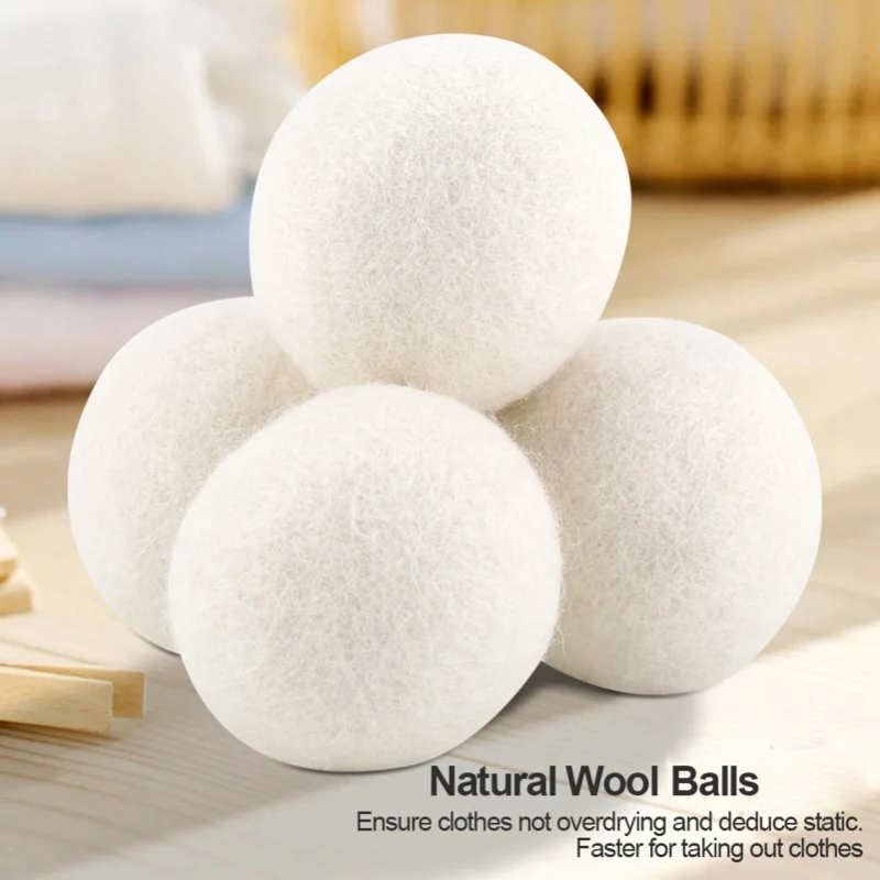 6Pcs 6cm Natural Wool Balls Water Absorption Eliminates Static Laundry Replacement
