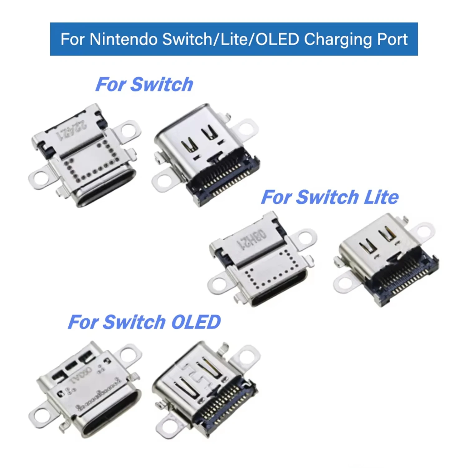 2/5/10pcs Charging Socket Port Type-C Power Connector USB Charging Port Dock for Nintendo Switch NS Lite NS OLED Game Consoles