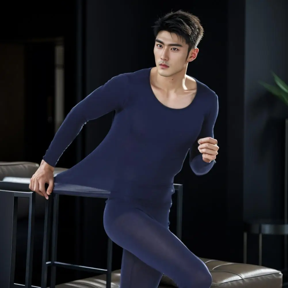 New Winter Thermal Underwear Set Men\'s O-neck Long And Tops High Elasticity Comfortable Men\'s Cold Protection Suit