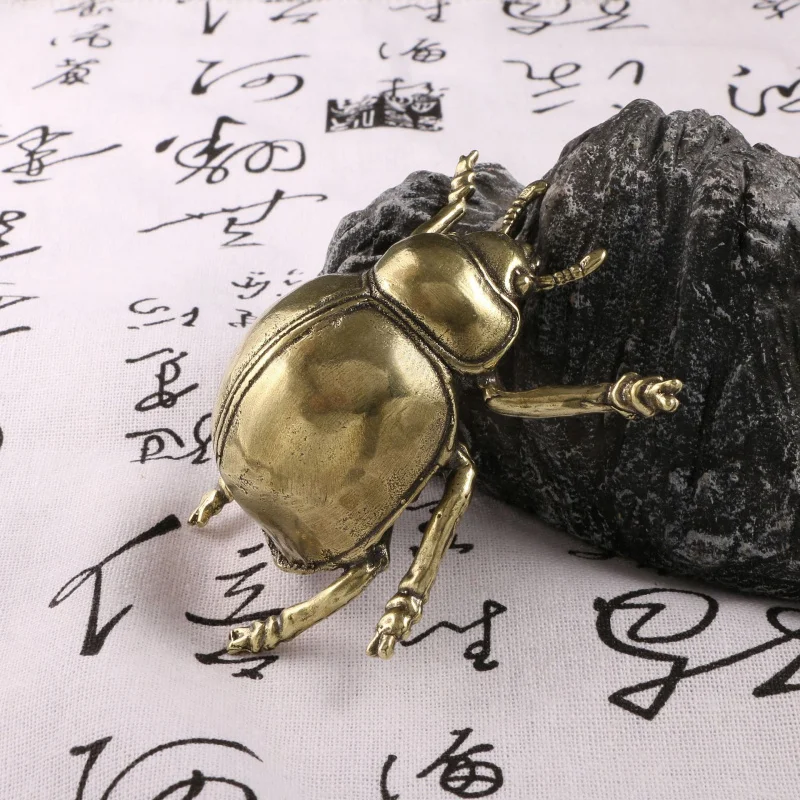 Beetle Brass Ornament Living Room Study Desk Tea Pet Antique Bronze Craft