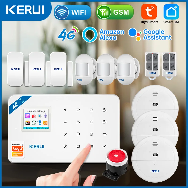 

KERUI 4G Wireless Alarm System, Complete Set Home Alarm , GSM WLAN Alarm Security System for Home, Motion Sensor, Tuya Smart App