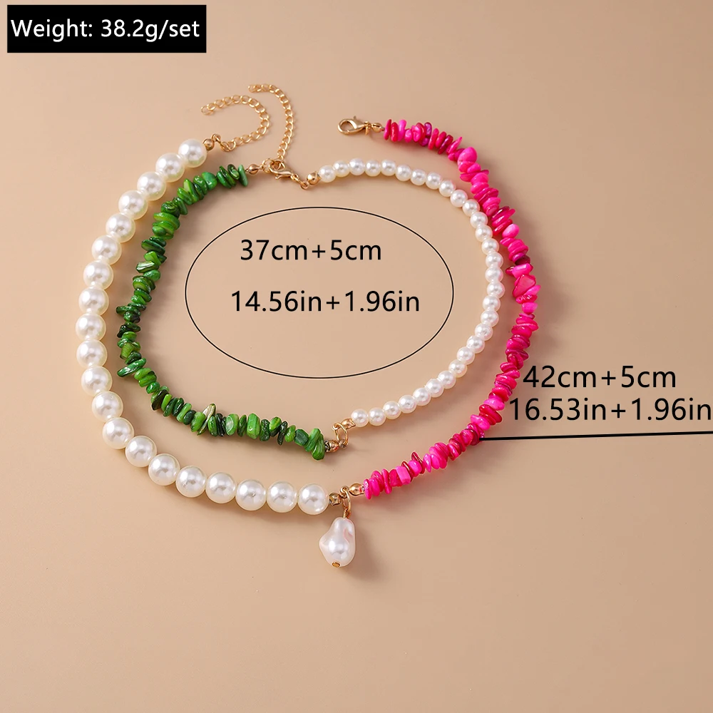 Aihua Trendige Perlenkette für Damen, modische Imitationsperlen, grüner Rosenstein, Choker-Halskette, Hochzeitsschmuck – Detail 7