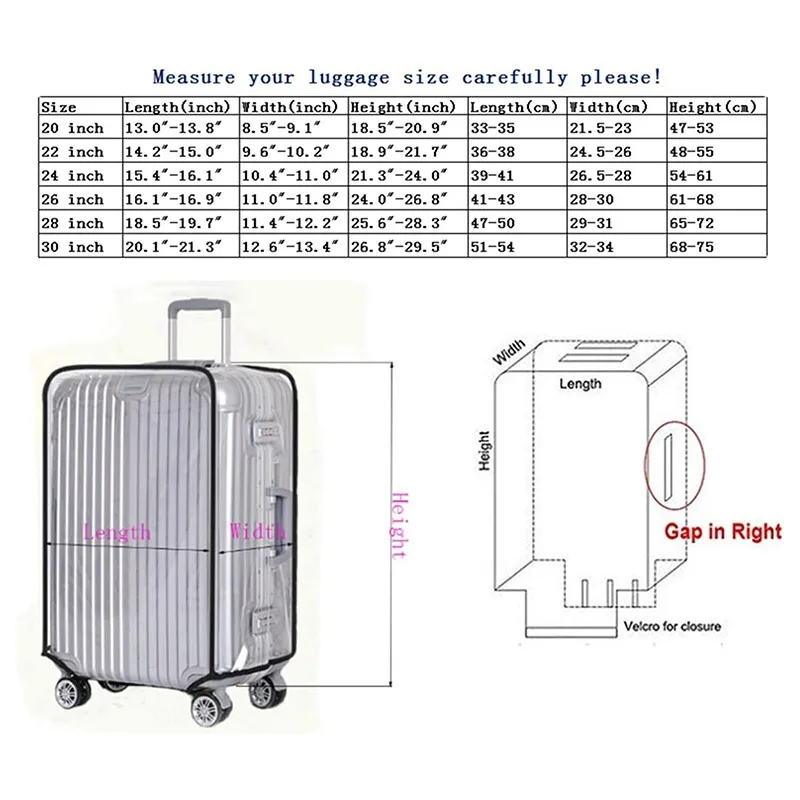 18-30inch Transparent Luggage Protector Cover Waterproof Suitcase Protector Cover Rolling Luggage Suitcase Cover Dustproof Cover