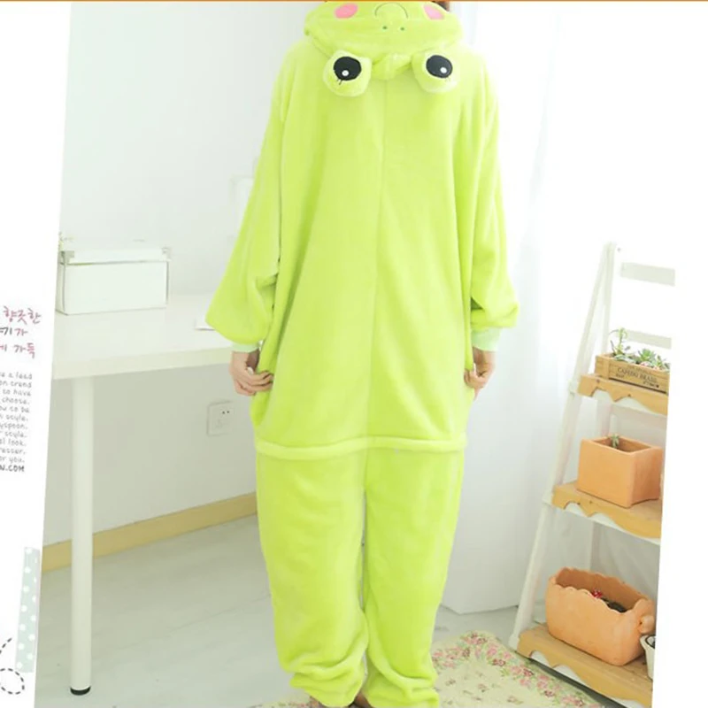 Unisex Adult Anime Onesie Sleepwear Animal Panda Cosplay Pajamas Frog Plush One Piece Outfit Christmas Halloween Cartoon Costume