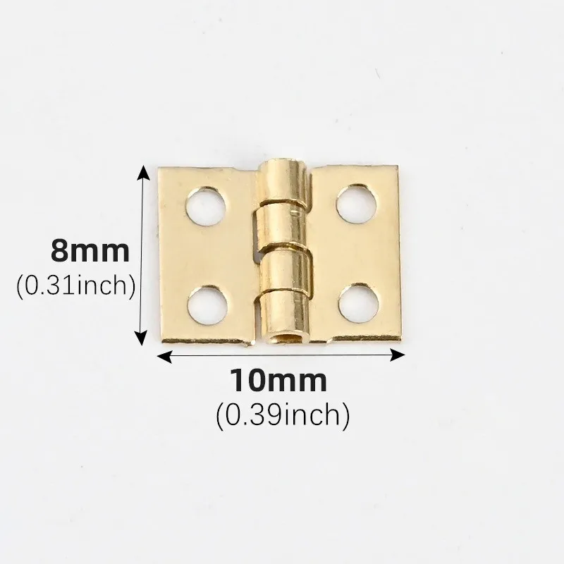 10Pcs Mini Brass Hinges for DIY Projects 10x8mm Metal Hardware Fittings for Dollhouse, Jewelry Box, Cabinet, Miniature Furniture image 3
