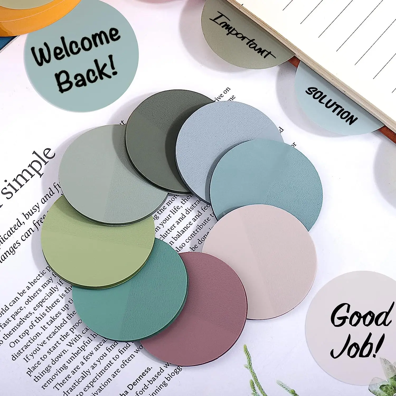 160Pcs Morandi Round Clear Waterproof Sticky Tabs trasparente Sticky Notes Book Markers Page Flags Stickers forniture di cancelleria