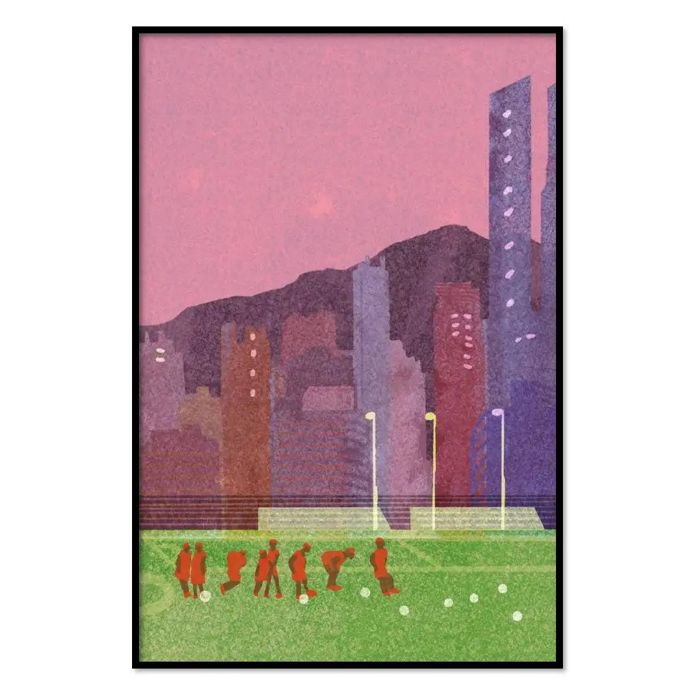 Football pitch, Hong Kong Poster Self-adhesive Wall Art Decorations Room Decor HD Frameless