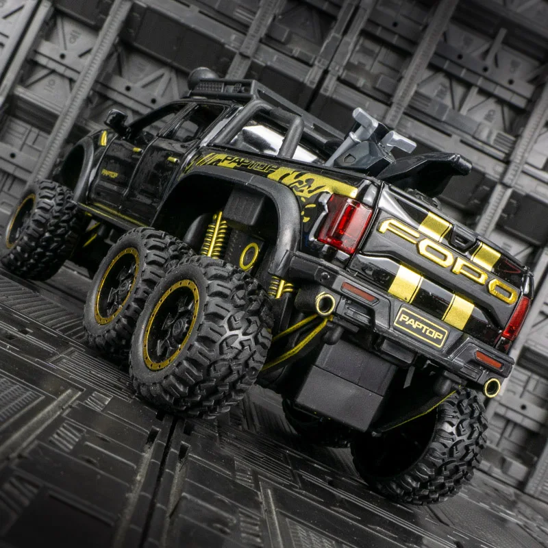 1:24 Ford Raptor met motorfietsversie legering automodel ornament, deur kan worden geopend, speelgoedauto voor kinderen, verjaardagscadeau