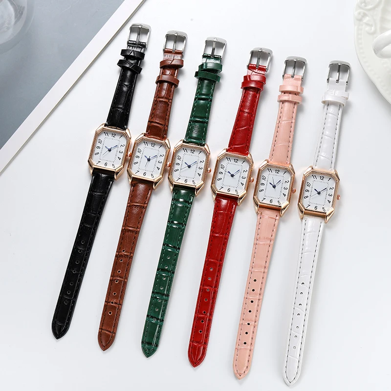 2022 new market best-selling Douyin digital sweet small square ladies small belt watch 2