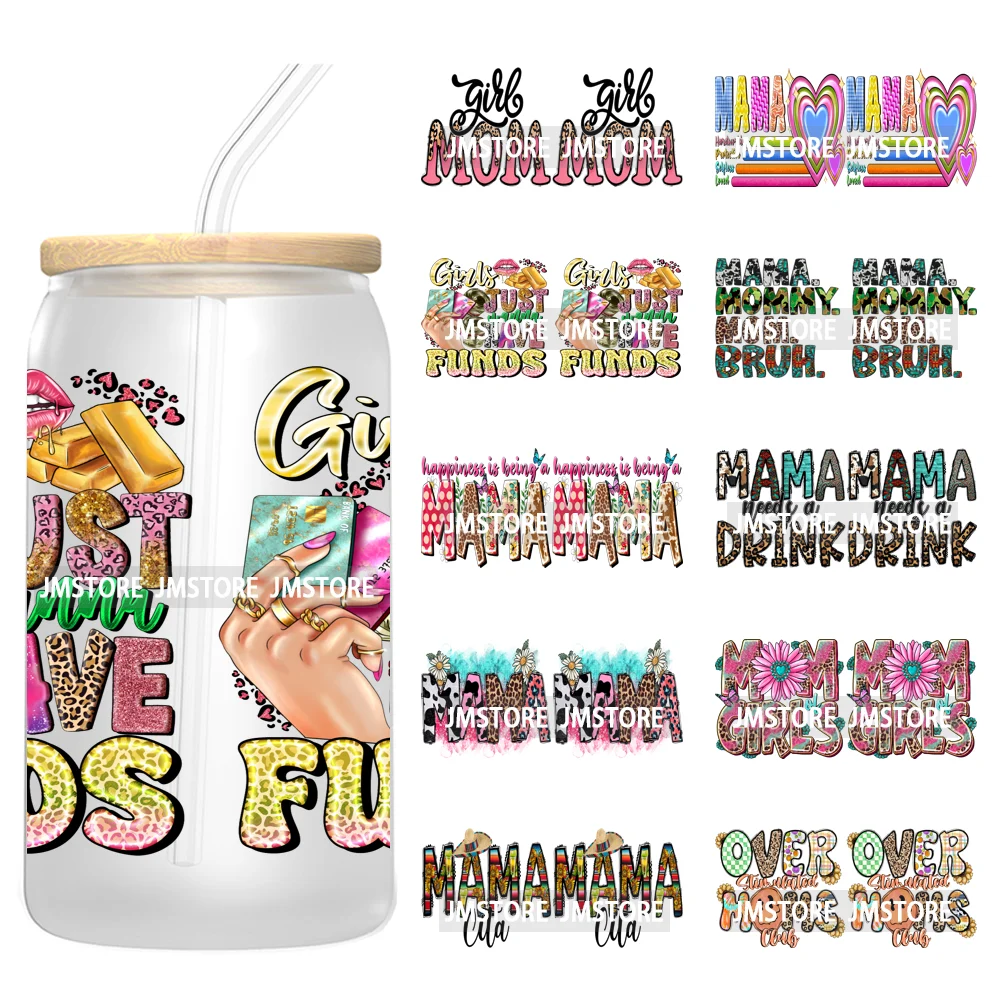 

Howdy Western Mama Cowhide UV DTF Wraps Transfer Sticker Selfadhesive Waterproof High Quality For 16OZ Libbey Glass Can Tumbler