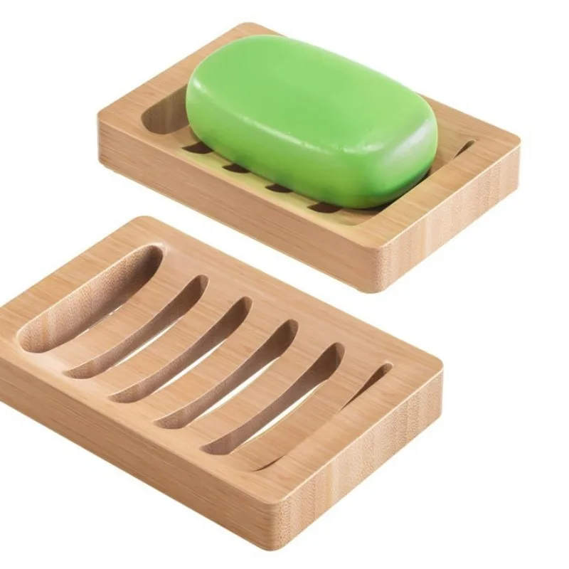 Natural Bamboo Wooden Soap Dish Holder Set with Self Draining Tray Rustic Elegant Design for Bathroom Kitchen Sink Bar Soap