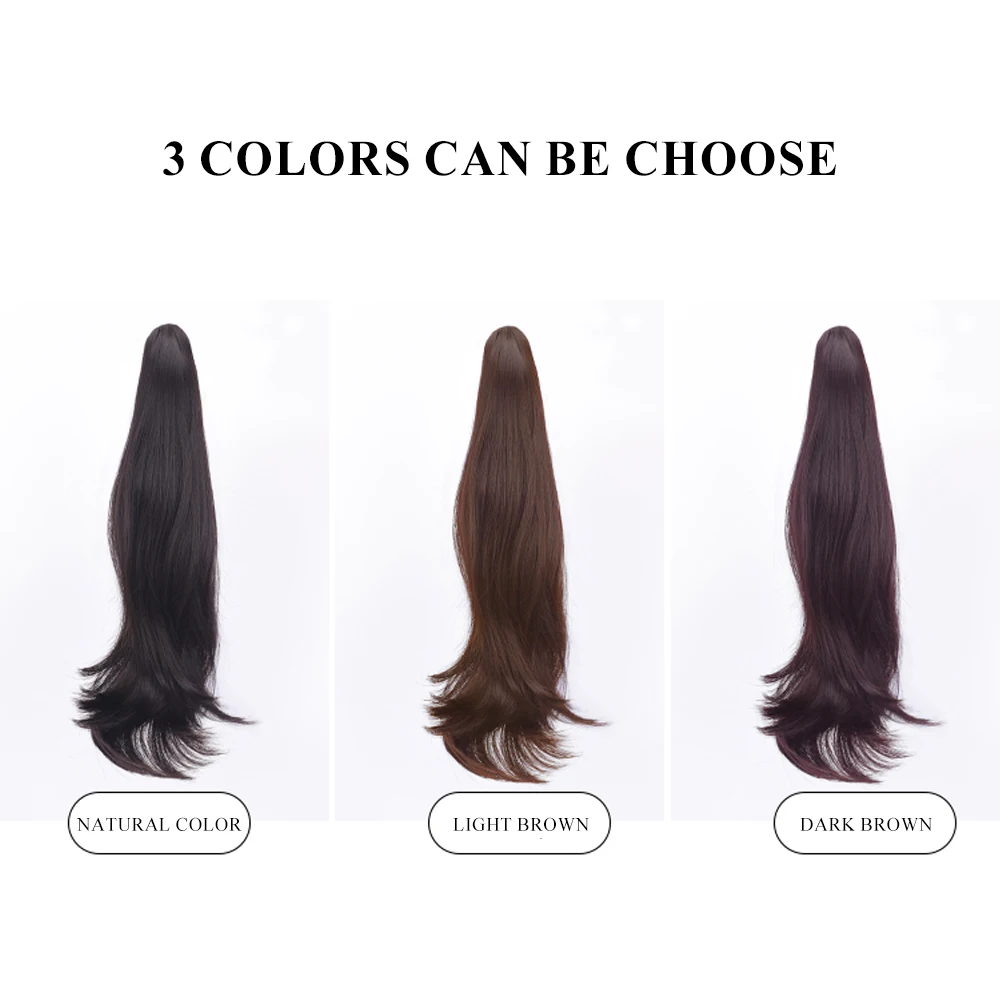 Synthetic Ponytail Extension Claw Clip Ponytail Hair Extensions Dark Brown Long Wavy Ponytail for Asian Women