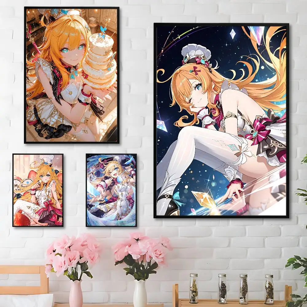 

G-Genshin Escoffier Impact Anime Wall Art Canvas Painting Poster For Living Room Home Decor Decoration Picture