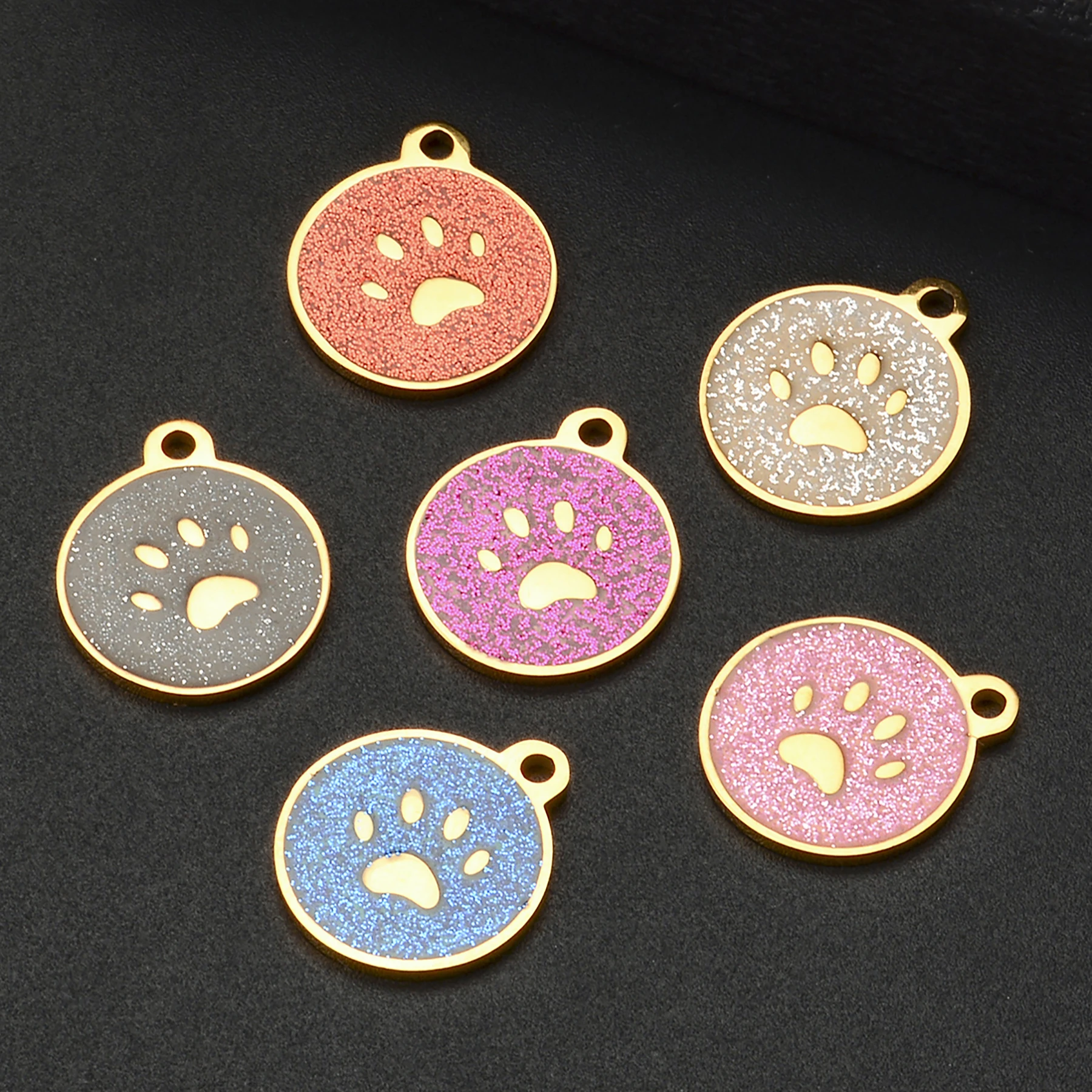 

10pcs Colorful Fashion Enamel Round Pendant Waterproof Accessories Pet Paw Cat Dog keepsake Gift Wholesale