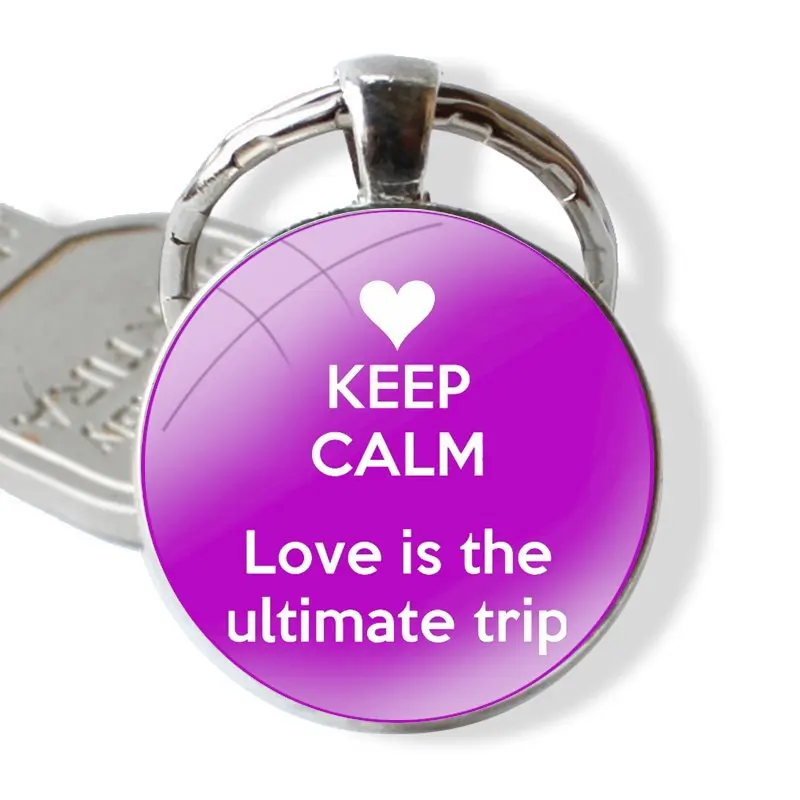 Love Is The Ultimate Trip Keychain Handmade Glass Cabochon Key Ring Holder Pendant Key Chains