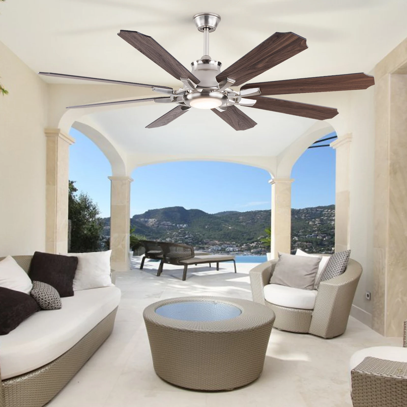 

Deluxe 72-inch ceiling fan with light medieval style 3-color lighting remote control noiseless ceiling fan