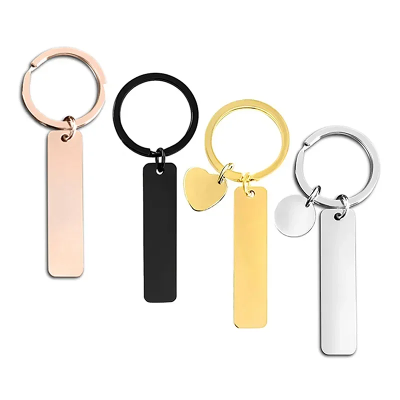 New style Stainless Steel Customized Rectangular Hang Tag Metal Key Ring Keychain Advertising Gift Logo Holiday Gift Engraved