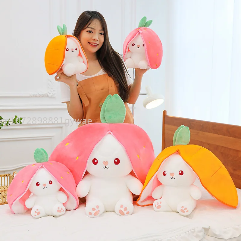 Miniso cute strawberry rabbit plush toy carrot rabbit small fruit doll