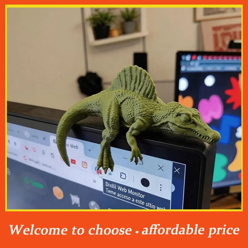 Sleeping T-Rex Monitor Topper Figurines 3D Printed Mini Lazy Dinosaur Ornaments For Desk/Monitor/Shelf Cute Jurassic Dino Decor