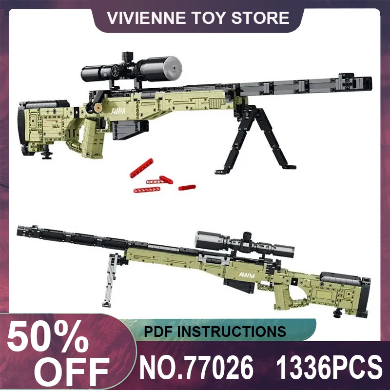 Reobrix 77026 MOC Technical AWM Sniper Rifle Model Military Weapons Building Blocks Bricks Puzzle Children Toys Brithday Gifts