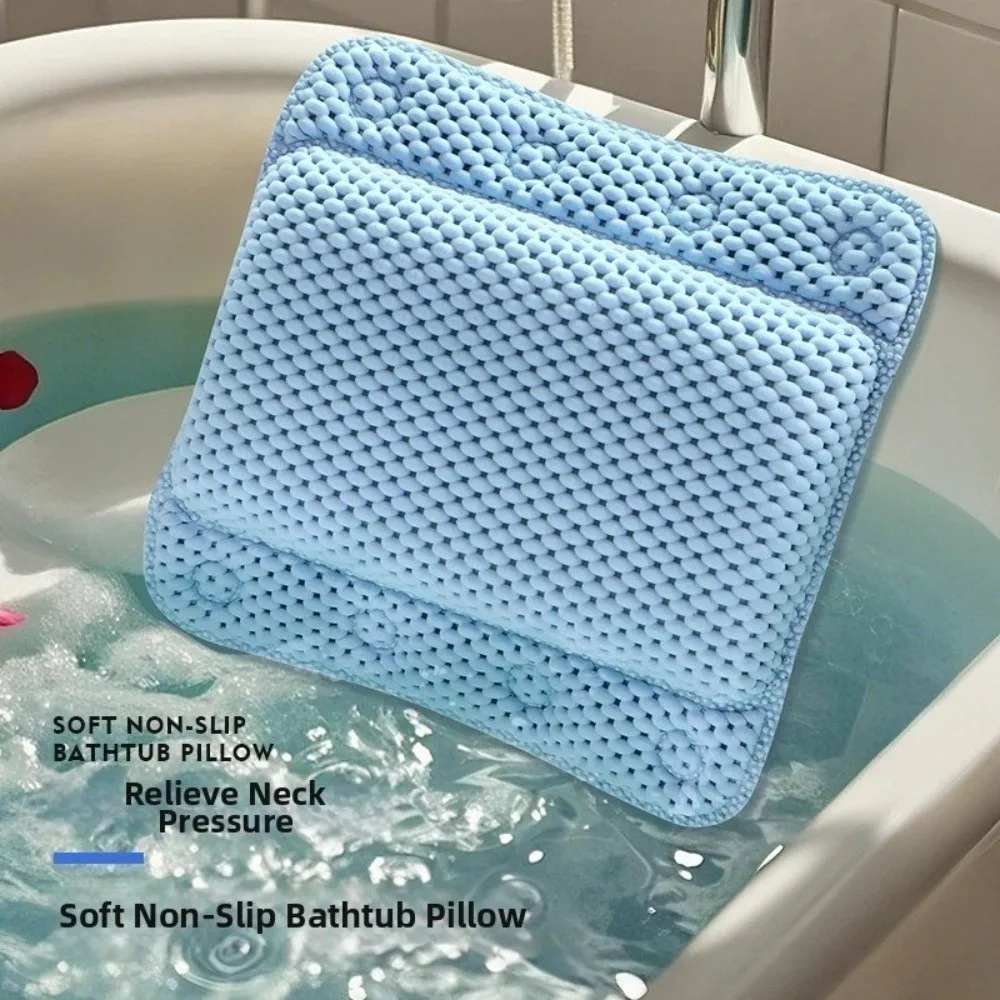 

New PVC Material Neck Bathtub Cushion Soft White SPA Bath Pillow with Suction Cup Neck Support Bath Headrest Body Relaxation