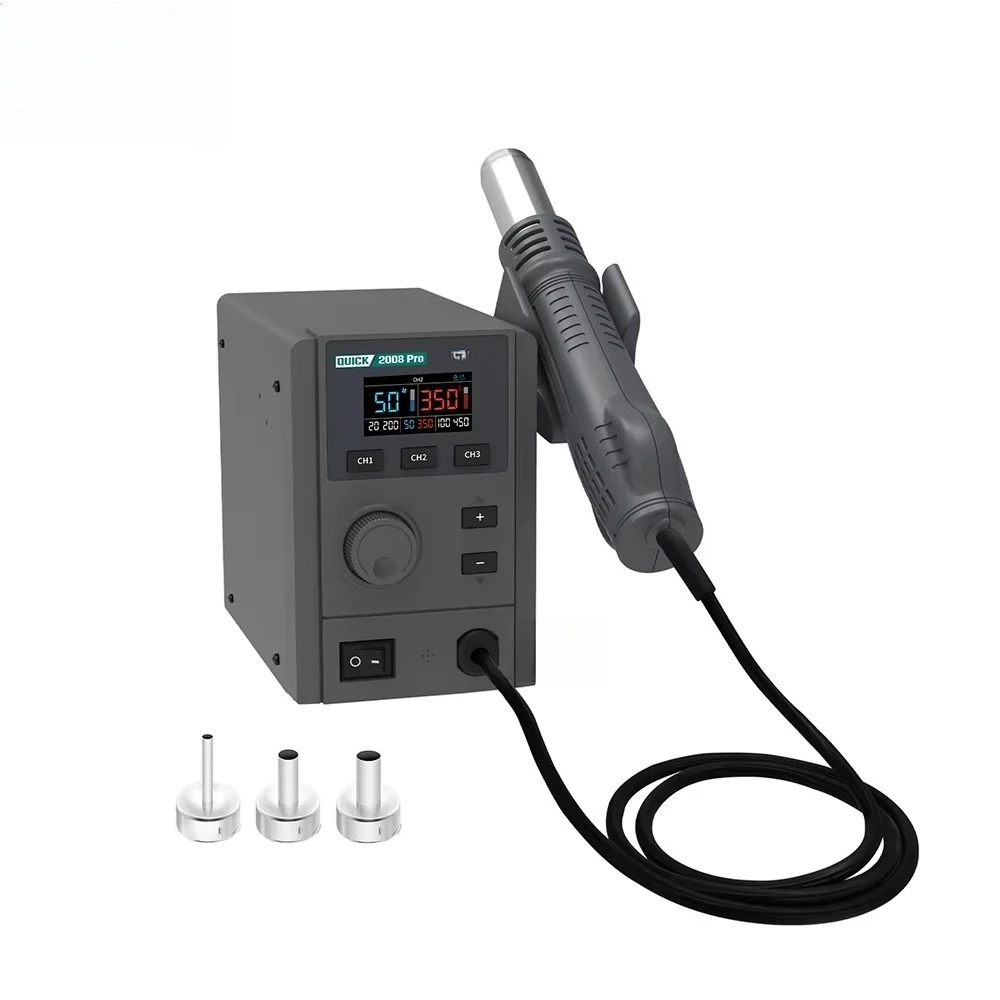 

QUICK 2008 Pro 110V/220V 750W Hot Air Soldering Station LED Digital Display Soft Wind Hot Air Heat Gun SMD Rework Station Tool
