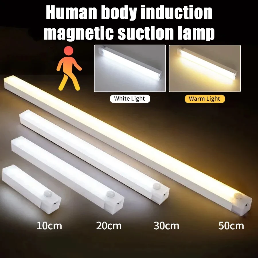 Portable LED Motion Sensor Cabinet Light Rechargeable Wireless Induction Night Light Kitchen Staircase Backlight Detector Lamp