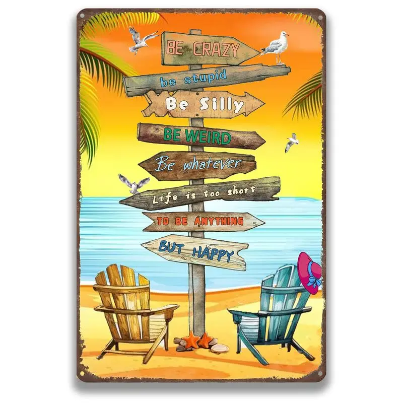 Retro Vintage Strand Blechschild Strand Surfbretter Leinwanddruck Wanddekoration für Zuhause Strandhaus Bar Pub Zimmer
