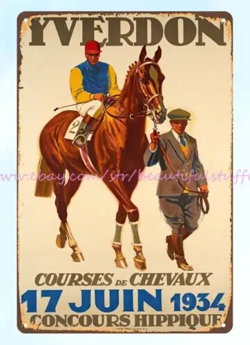 wall art 1934 Yverdon Courses De Chevaux Concours Hippique horse metal tin sign