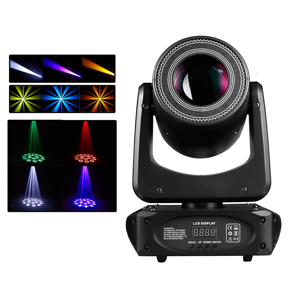 

100W LED Moving Head Light Beam Spot 18 Rotating Prisms Dmx Stage Effect Lighting for Disco Bar Party Dj Gobo Lights