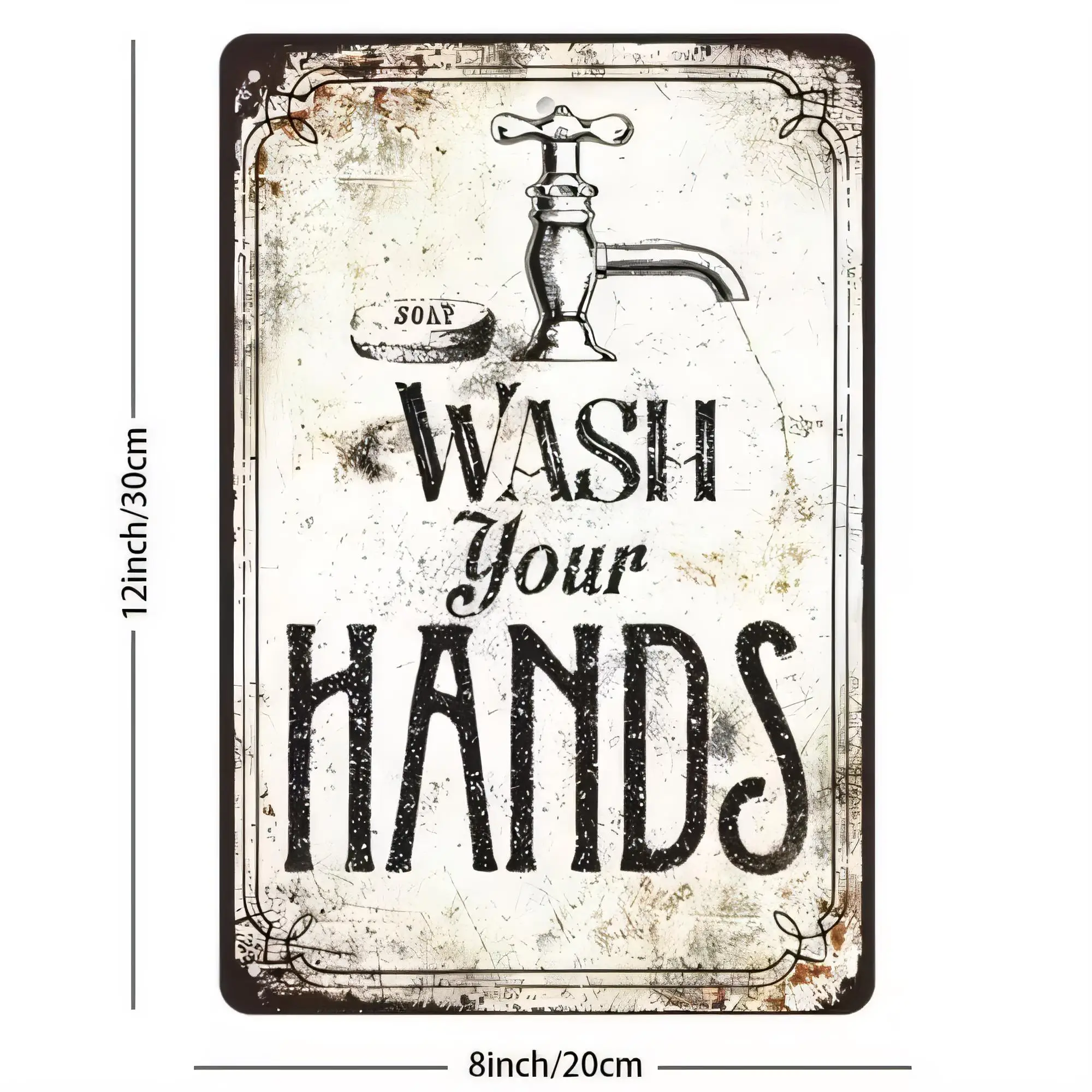Tin Sign, Vintage Wash Your Hands Retro Metal Plaque  , Bathroom Wall Art for Toilet Shower, Funny Hygiene Reminder Decor, Rustp