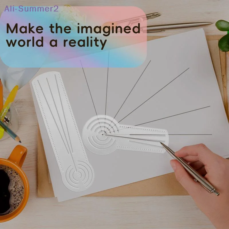 {Summer2} Multifunctional Mandala Drawing Template Acrylic Drawing Ruler Transparent Circular Arc Straight Line Drawing Tool