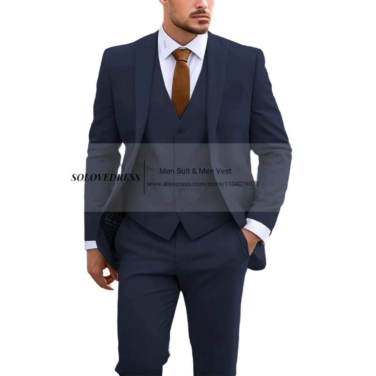 New Formal Occasion Men Suit Business Tuxedos Groom Groomsman Wedding Party Prom Male 3 Piece Set Blazer Vest Pants