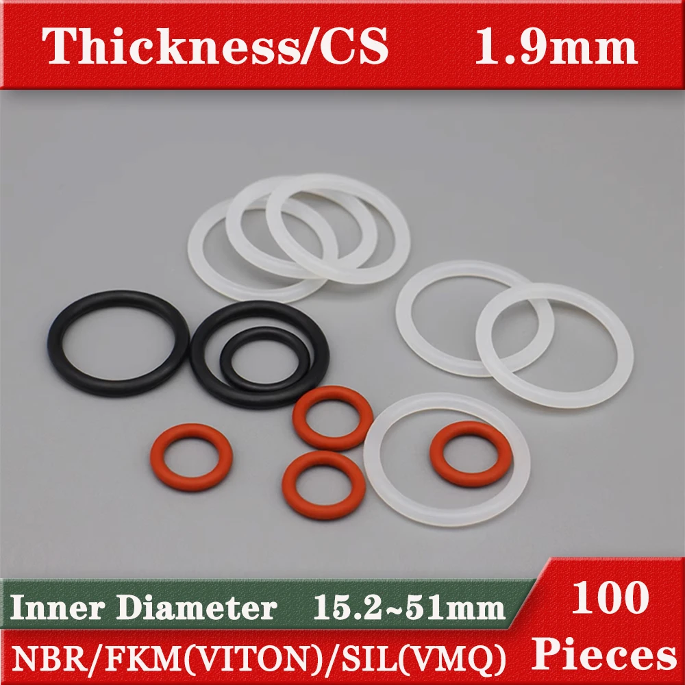 Rubber O Ring Gasket 1.9 mm Cross section 15.2mm to 51mm ID Waterproof washer rubber silicon fkm nbr o-rings gaskets