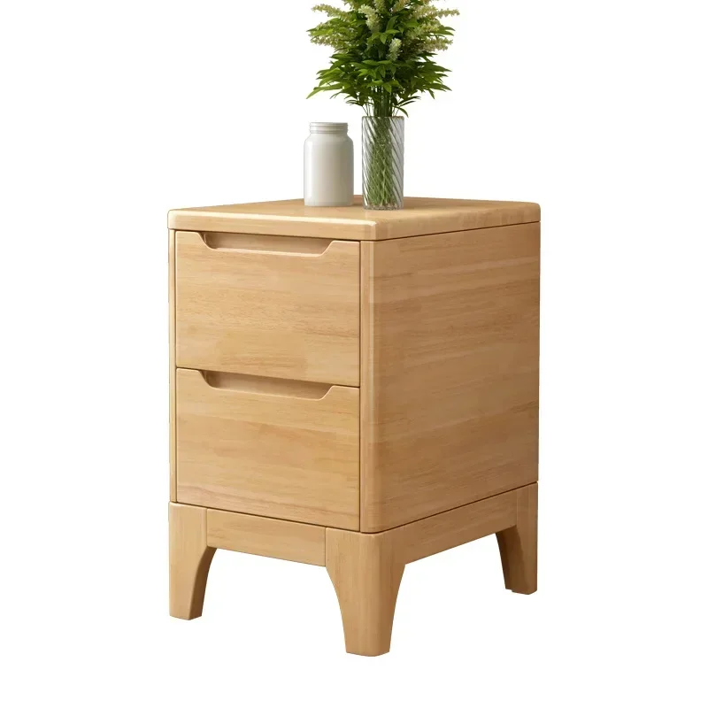 

Nordic solid wood rubber wood bedside table simple modern small apartment bedroom mini fully equipped narrow crevice locker