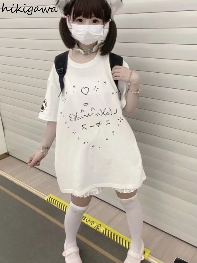 Camisetas bonitas japonesas, Tops de gran tamaño, Ropa de Mujer, Ropa de verano 2021, Camisetas informales de manga corta, Camisetas de dibujos animados