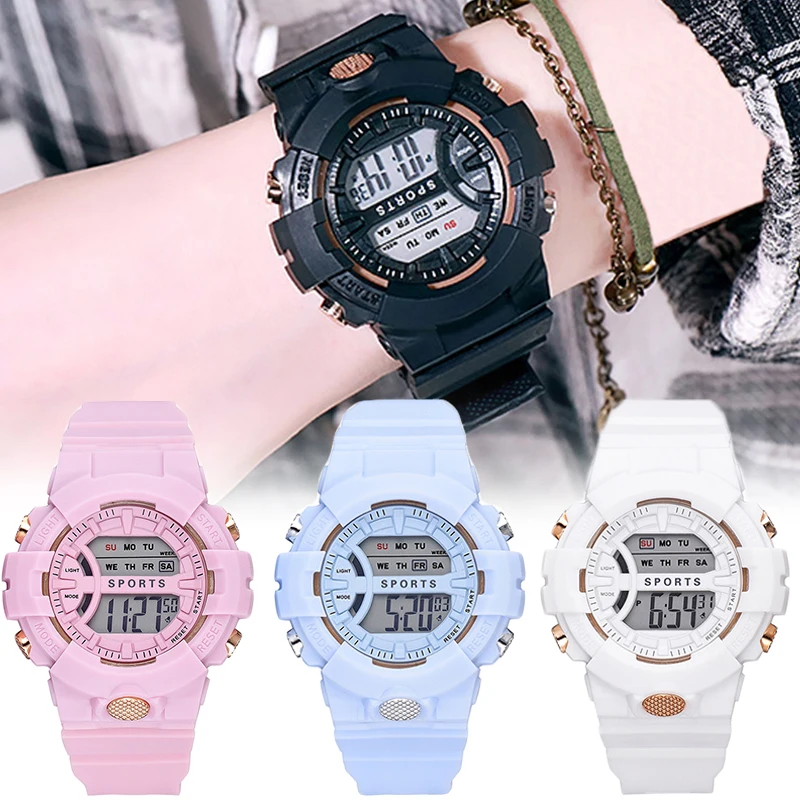 Candy Color Electronic Watch Women Men Life Waterproof Digital Sports Watches Kids Multi-function Wristwatch Casual Hand Clock