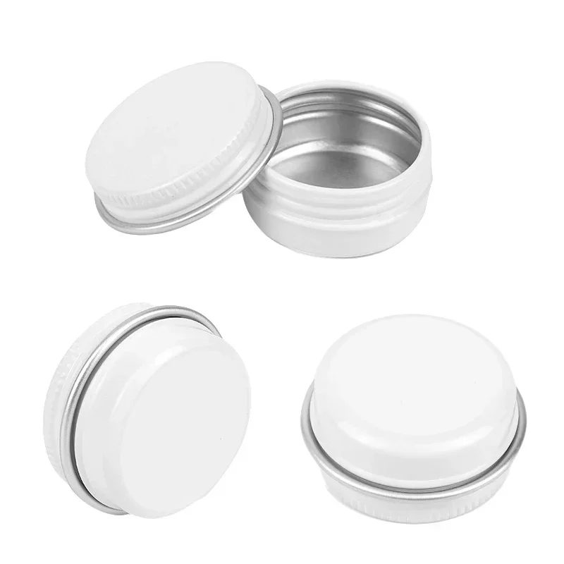 10/20/30Pcs 10/15/30/60/80g Aluminum Tin Jars White Empty Round Aluminum Box Metal Tin Can Screw Thread Lid Candle Tea Candy Box