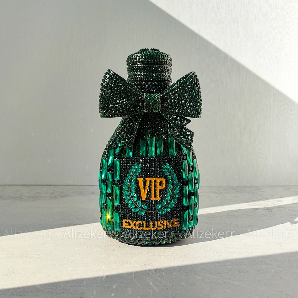 Alizekerr Champagne Bottle Shaped Crystal Clutch 9