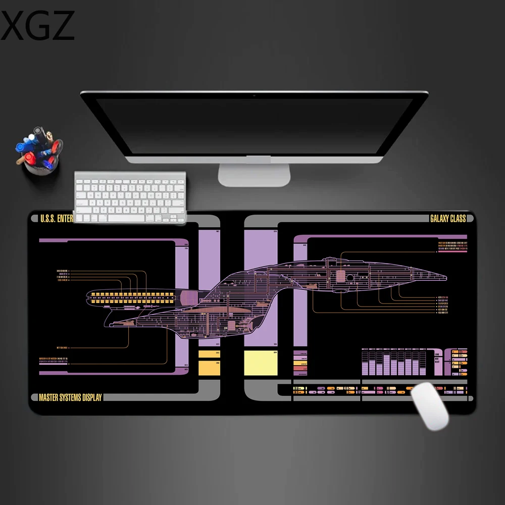 New XXL Starship Blueprint Mouse Pad Large Desk Pad E-Sports Gamer Computer Accessories planet travel Anime Anti-Slip Cleanable