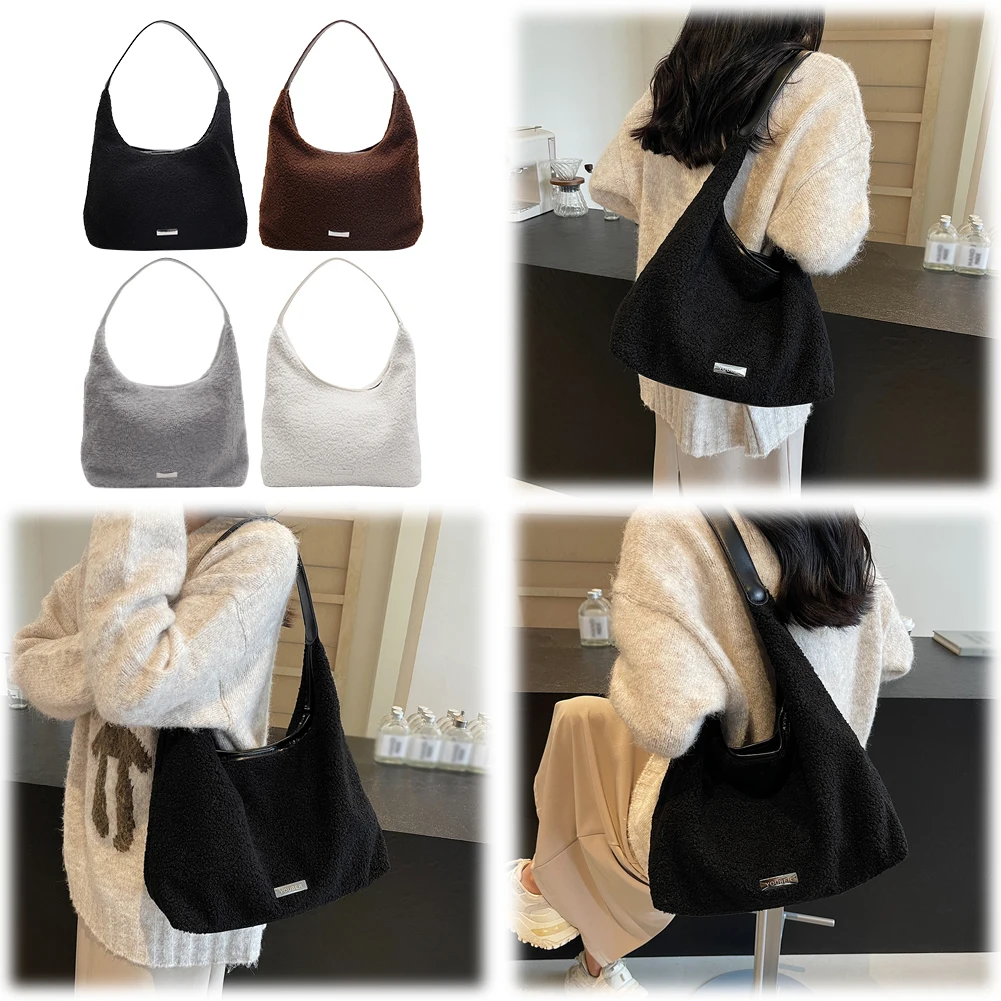 

Plush Shoulder Bag for Women Cute Fluffy Tote Handbag Large Capacity Plush Furry Tote Bag Soft Plush Top Handle Bag Shopping Bag
