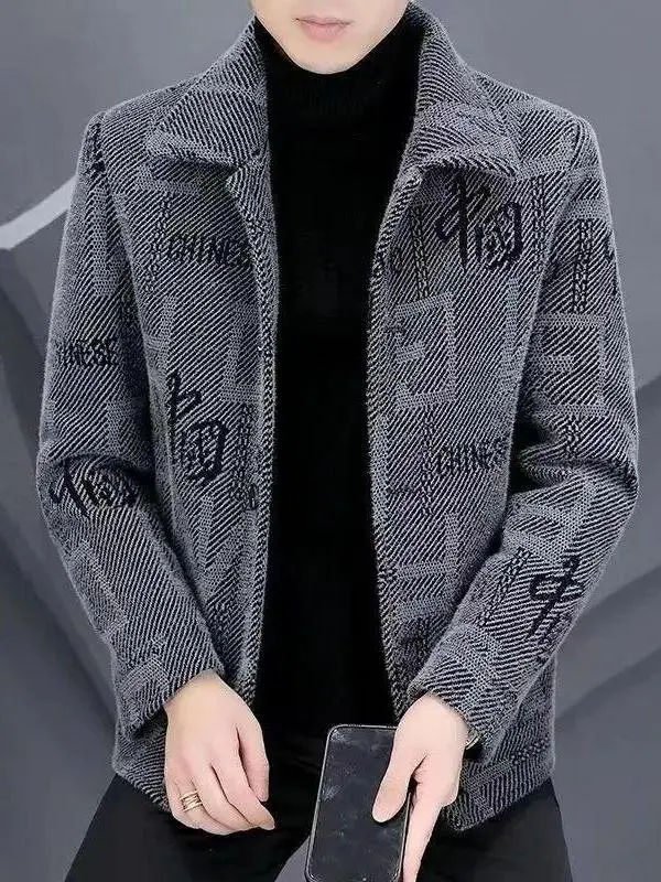 Casaco de Lã Masculino Plus Size, Novo Estilo Outono Inverno, For com Fce, Roupas Curtas e Quentes, Casaco de Tweed de...